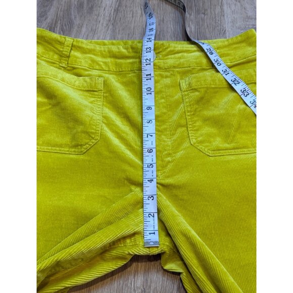 Anthropologie Chartreuse Yellow The Colette Cropped Wide-Leg Corduroy Pants 32T - Picture 4 of 8